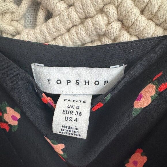 Topshop Black Floral Mini Dress – Size 4 – EUC – Perfect Spring-to-Summer Style - Picture 3 of 4